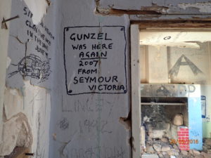 Gunzel, a well-known Railpage fan, left his mark at Wangianna fettler's cottage