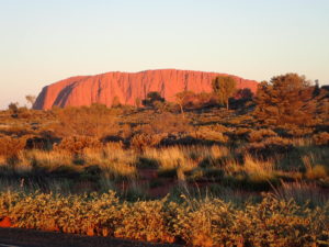 Uluru/Ayres Rock at sunset - inspiring when seen from a bike in the evening quiet