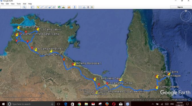 Day 0 Cairns Darwin simplified route